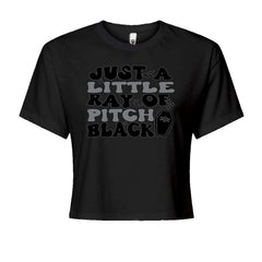 Just A Little Ray of Pitch Black graphic on Women's Boxy Crop T-Shirt in Black