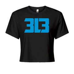 "3L3" Detroit 313 pride graphic on a Women's Boxy Crop T-Shirt