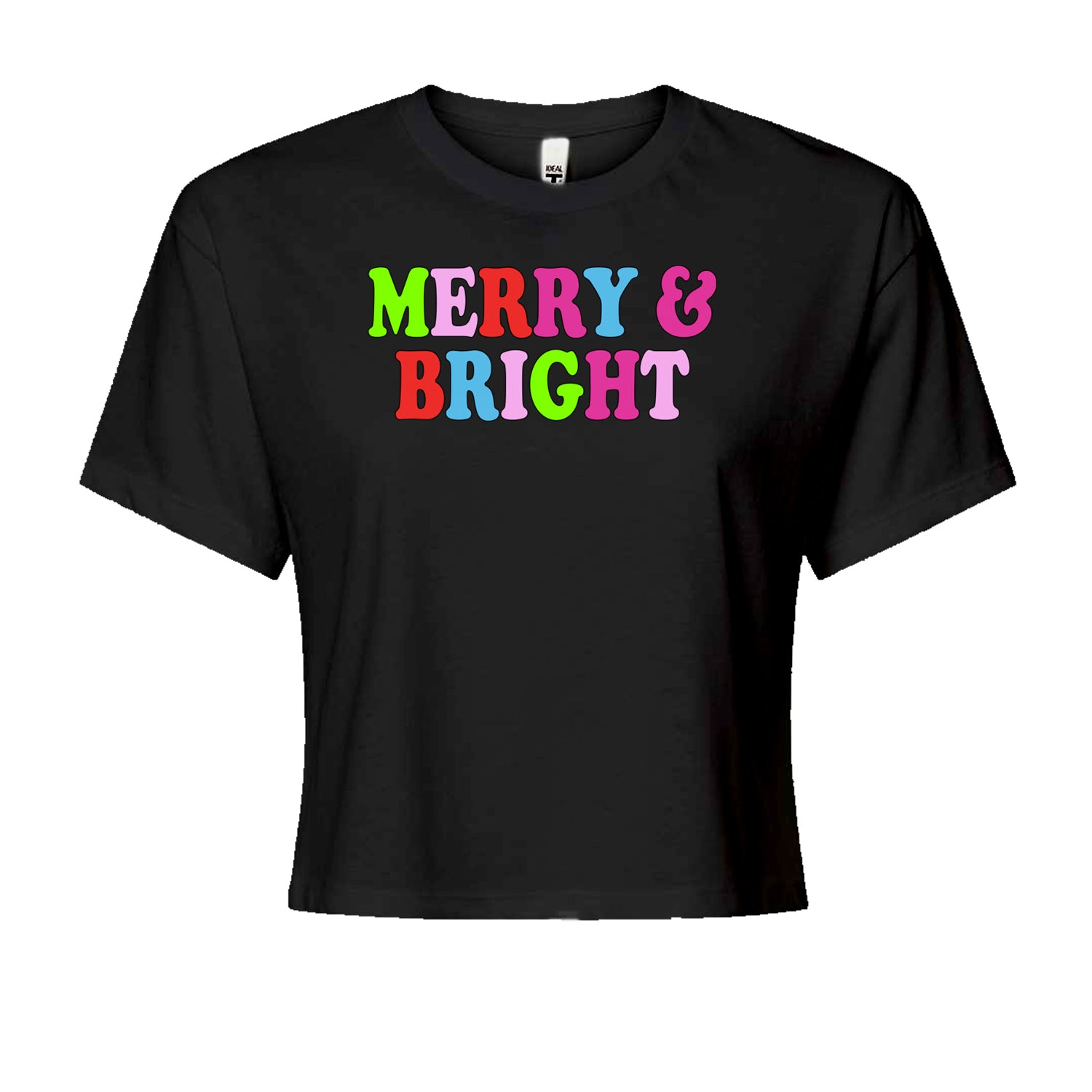 Merry and Bright Festive Christmas HolidayCropped T-Shirt Jelly Bean