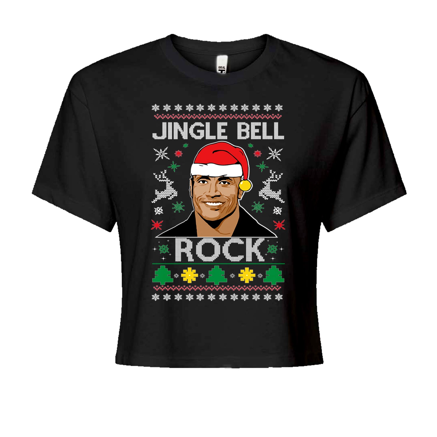 Jingle Bell Rock Ugly Christmas Cropped T-Shirt Navy Blue