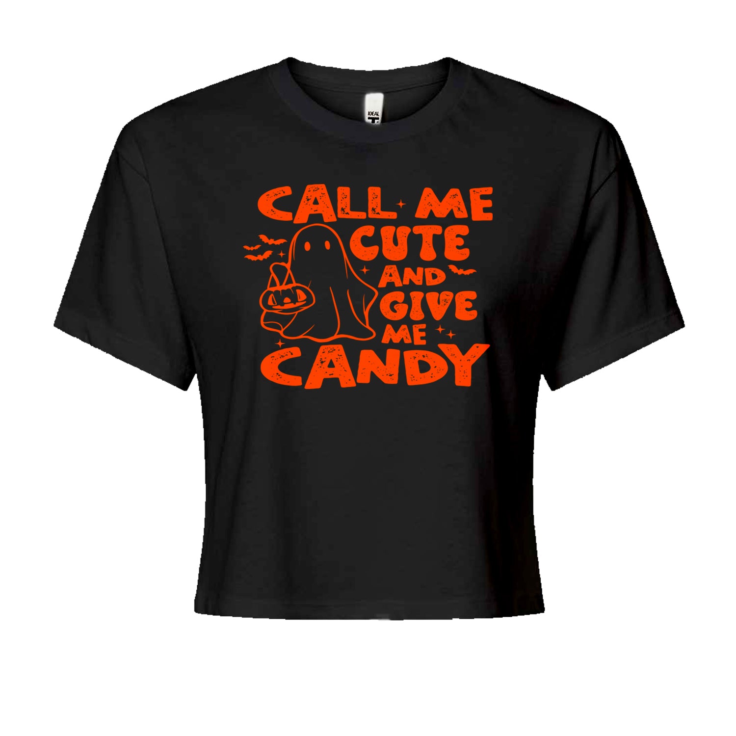 Call Me Cute And Give Me Candy Cropped T-Shirt Black