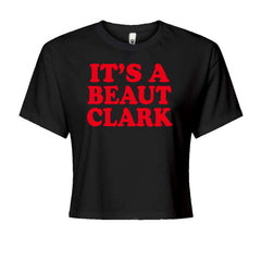 Women's Boxy Crop T-Shirt with bold holiday comedy quote text on the front