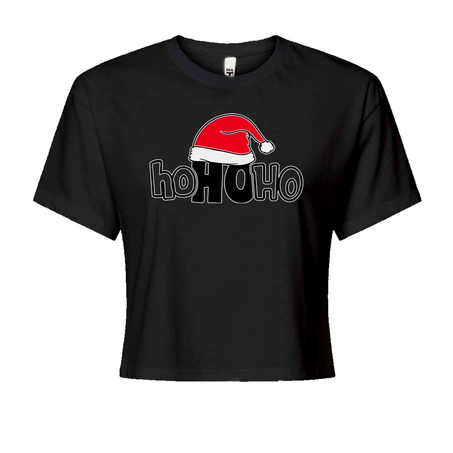 Ho Ho Ho Santa Christmas HatCropped T-Shirt Heather Grey