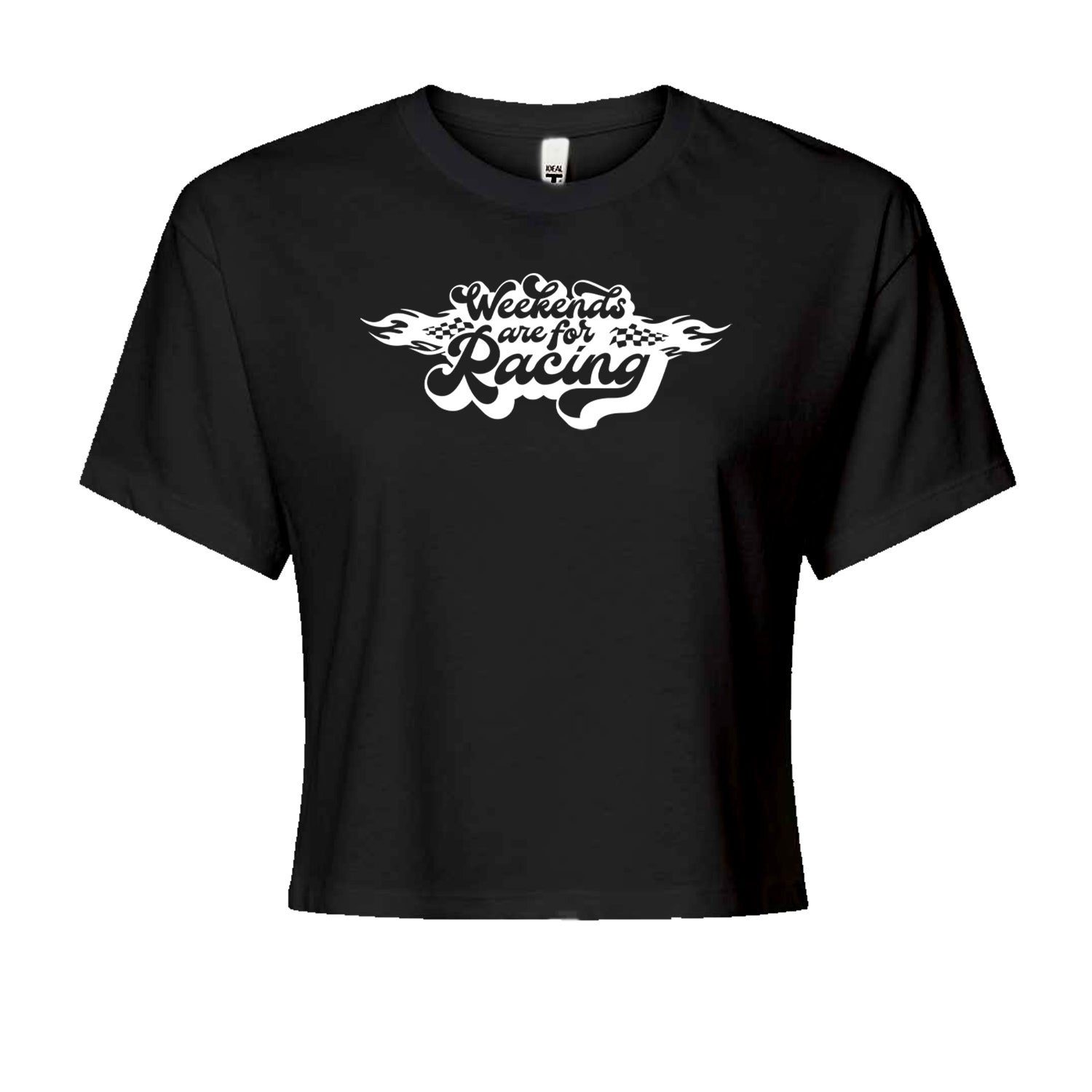 Weekends Are For Racing Cropped T-Shirt Black