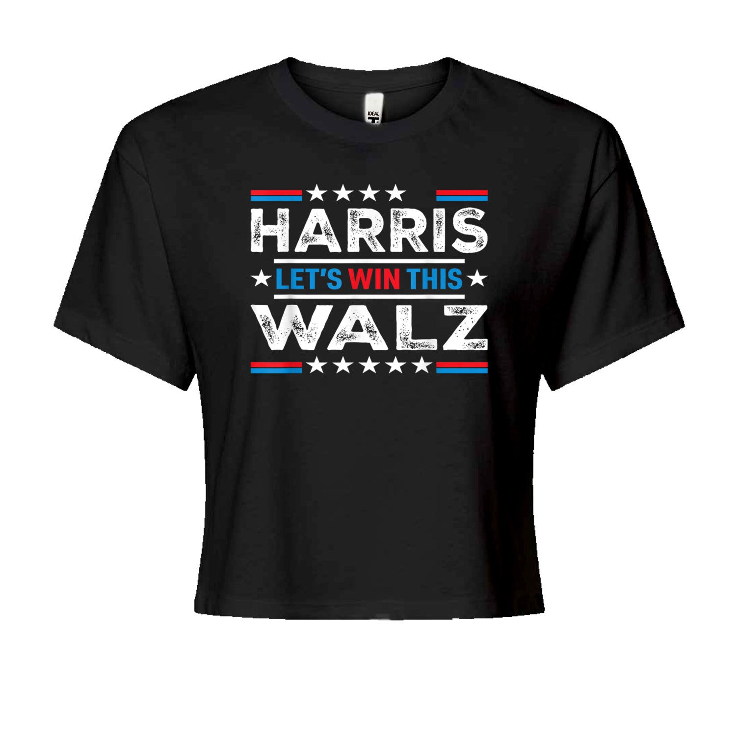 Kamala Harris and Tim Walz For President Cropped T-Shirt Black