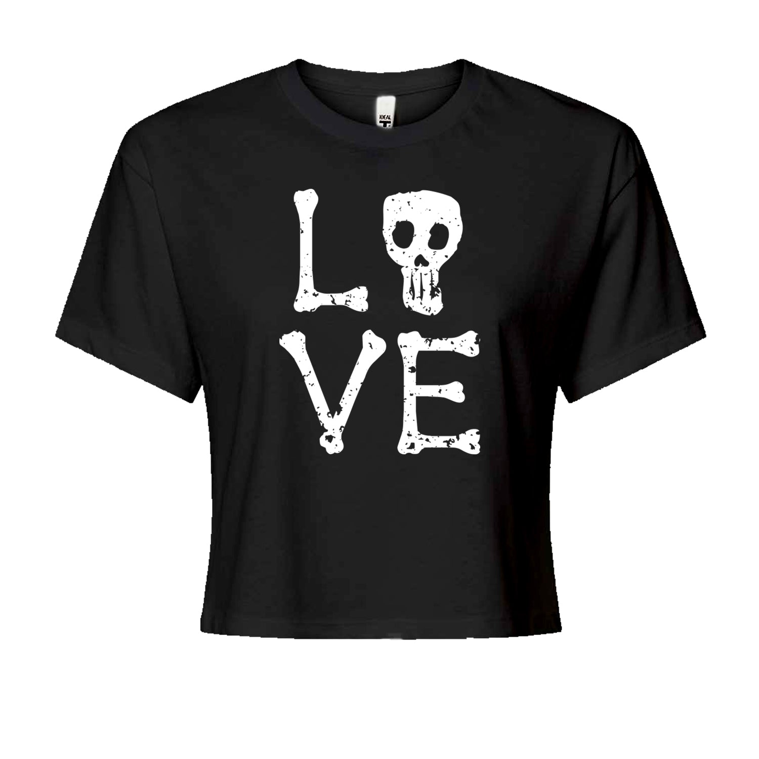 Love Skeleton Bones Cropped T-Shirt Black