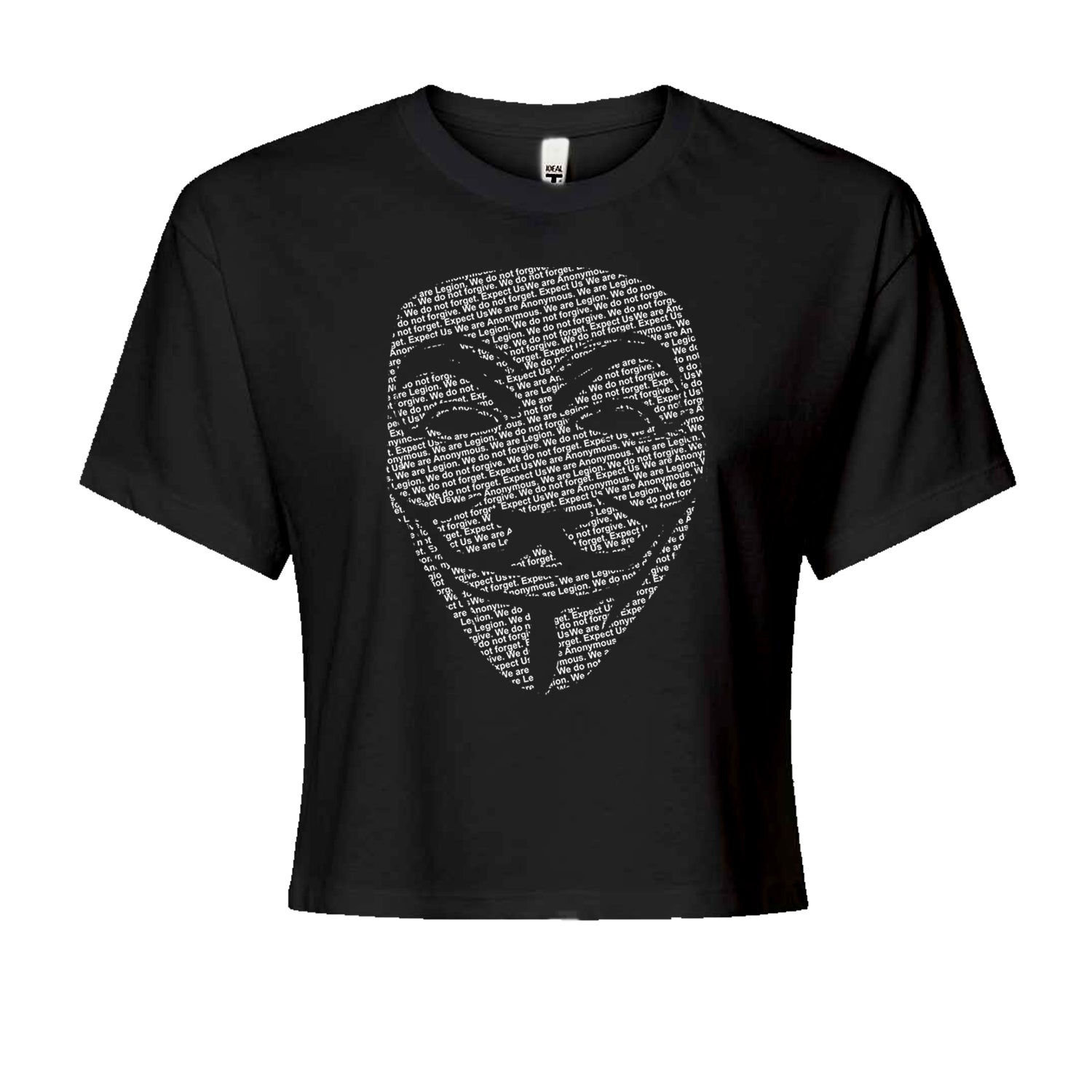 V For Vendetta Anonymous Mask Cropped T-Shirt Black