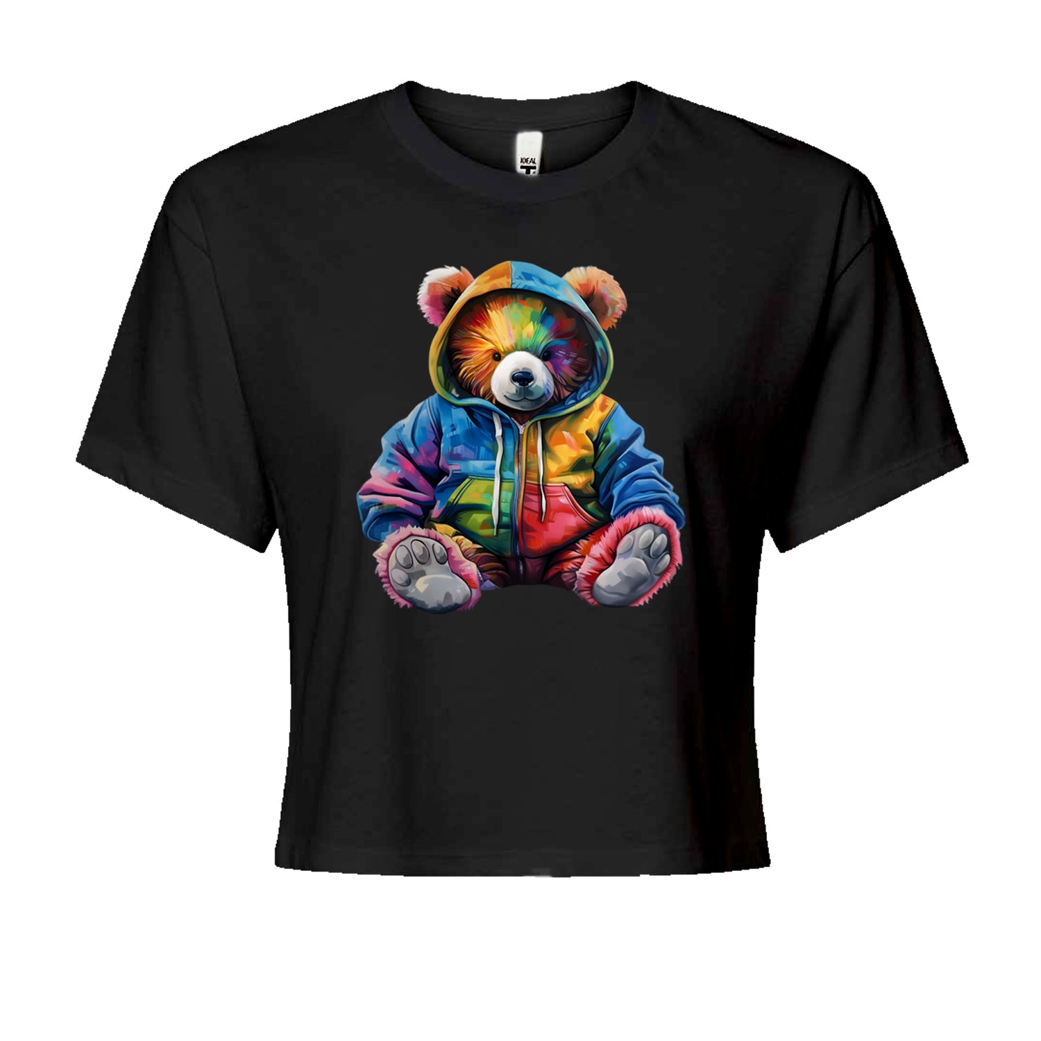 Rainbow Streetwear Urban Graffiti BearCropped T-Shirt Black