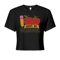 100 Days Of School Apple PencilCropped T-Shirt Black