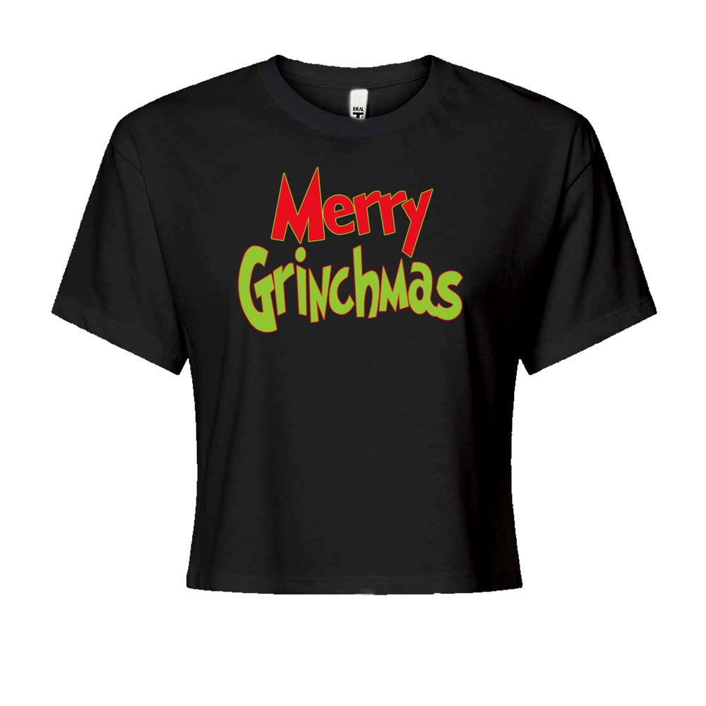 Merry Grinchmas Jolly Merry ChristmasCropped T-Shirt Black