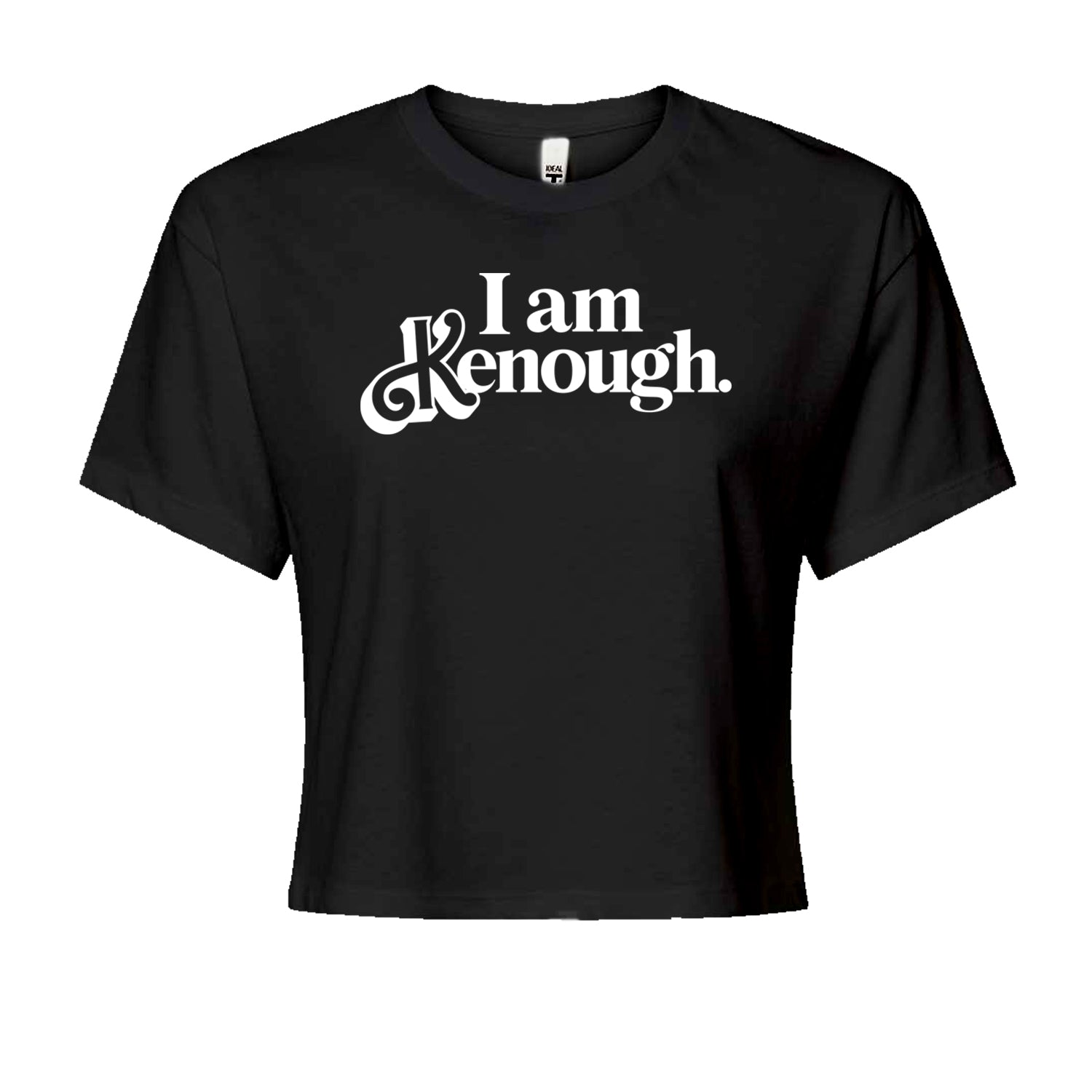 I Am Kenough White Print Cropped T-Shirt