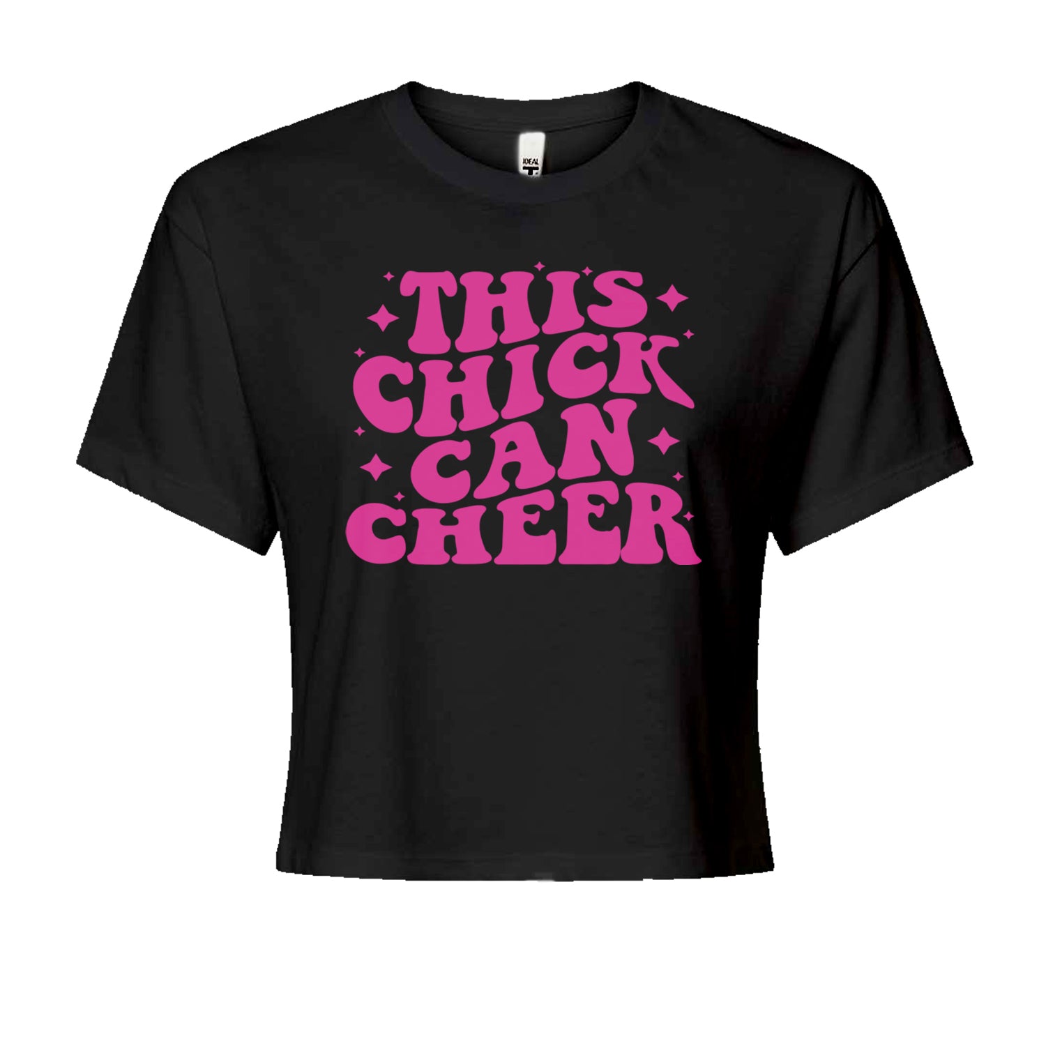 This Chick Can Cheer Cropped T-Shirt Black