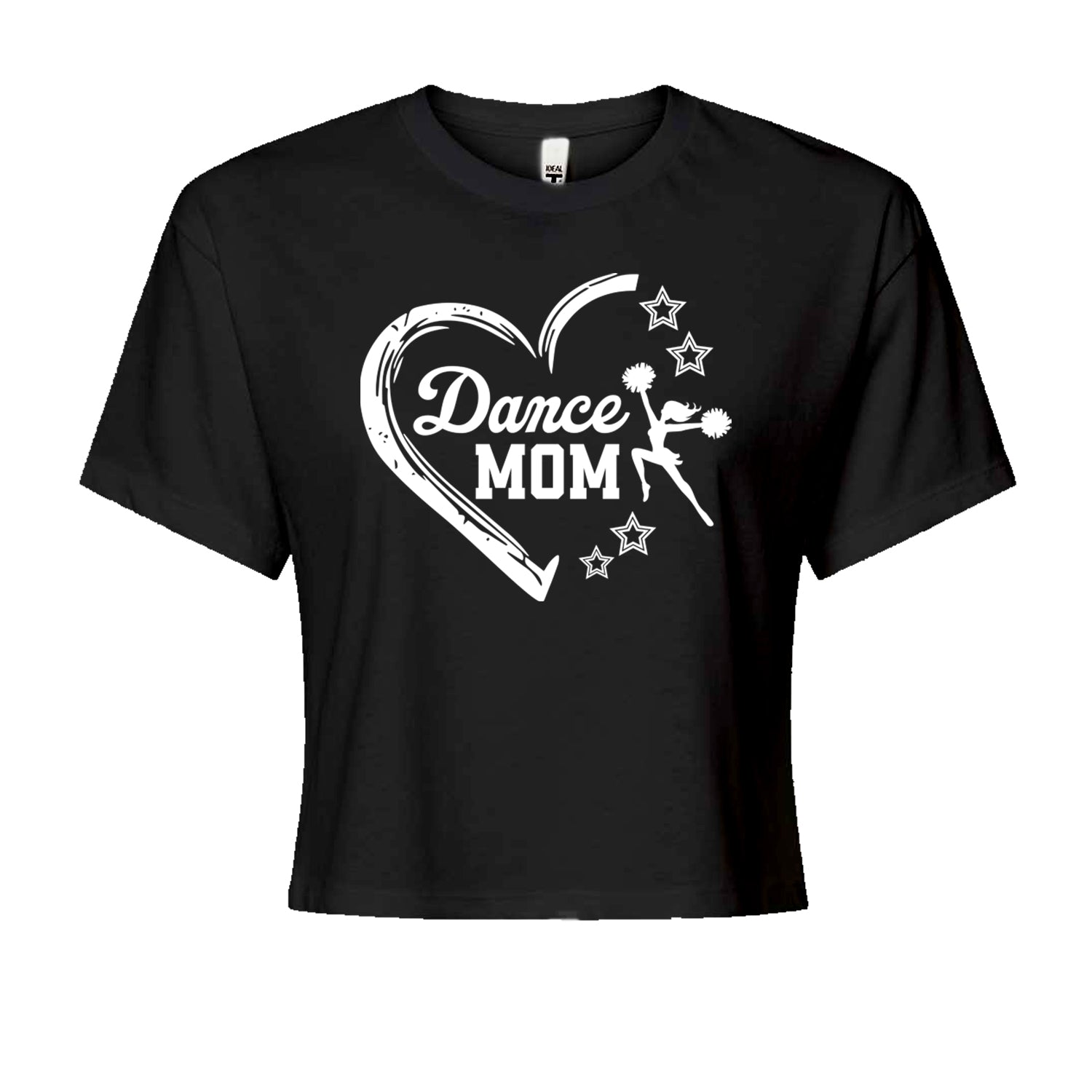 Heart Dance Mom Love Cropped T-Shirt Black