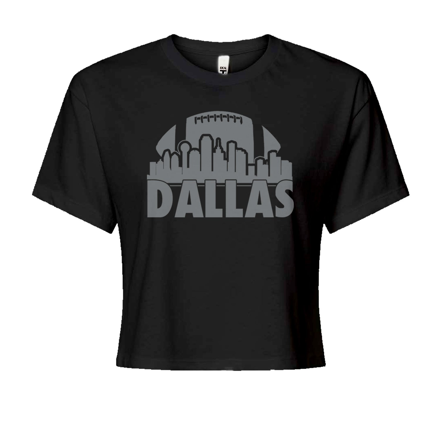 Dallas Texas Skyline Cropped T-Shirt Navy Blue