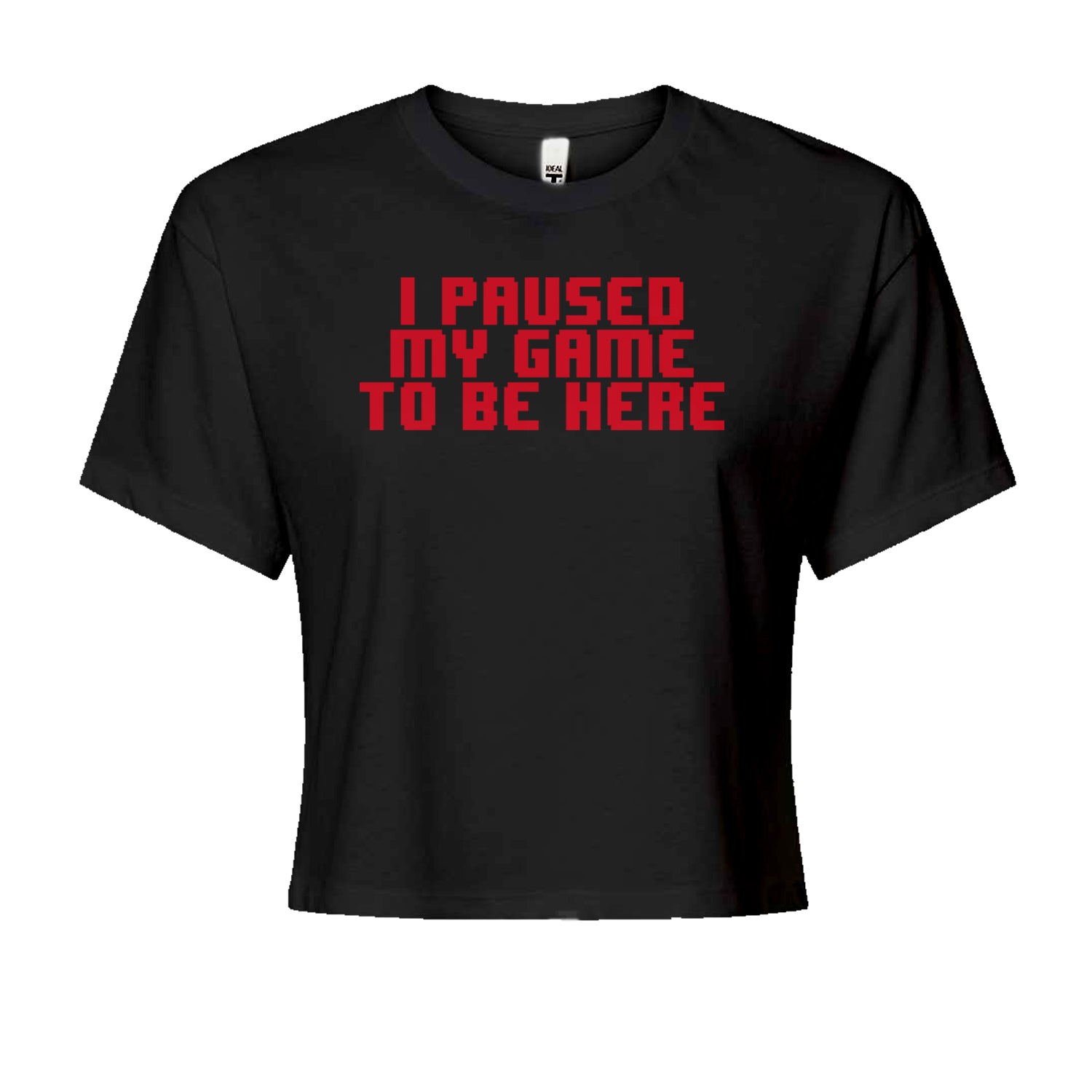 I Paused My Game To Be Here Funny Video Gamer Cropped T-Shirt Heather Grey