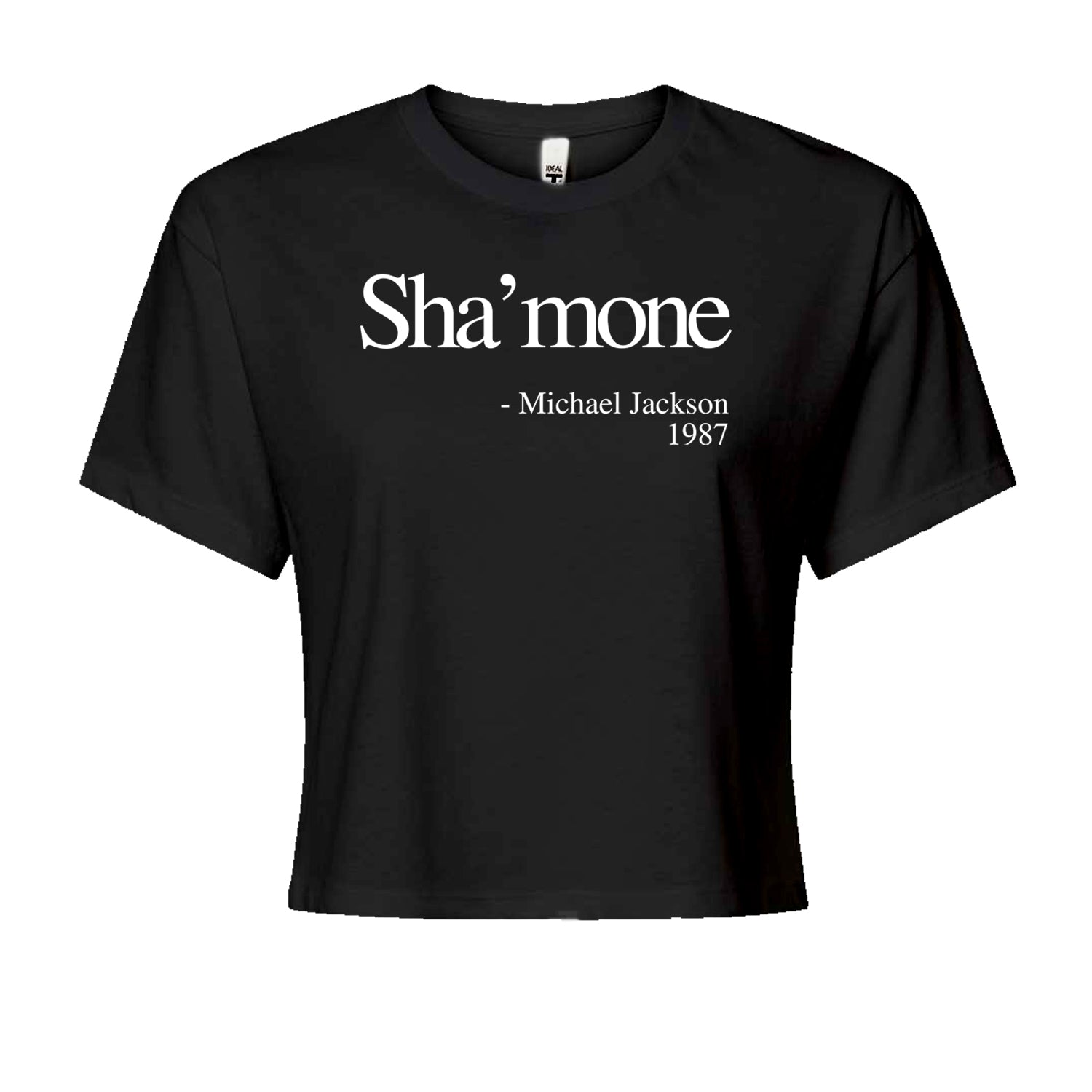 Sha'mone Quote King Of Pop Cropped T-Shirt Black