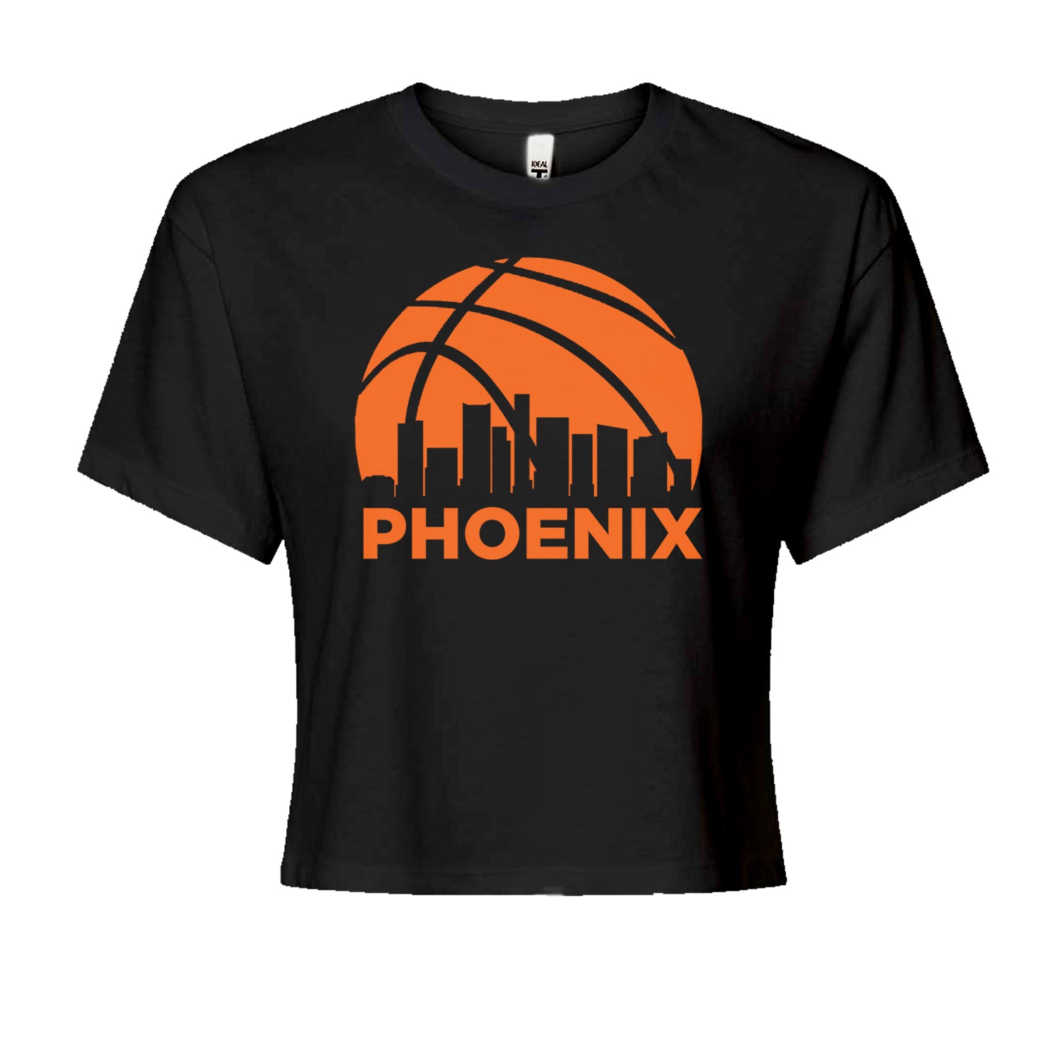 Phoenix Basketball Sunset City Skyline Cropped T-Shirt Black