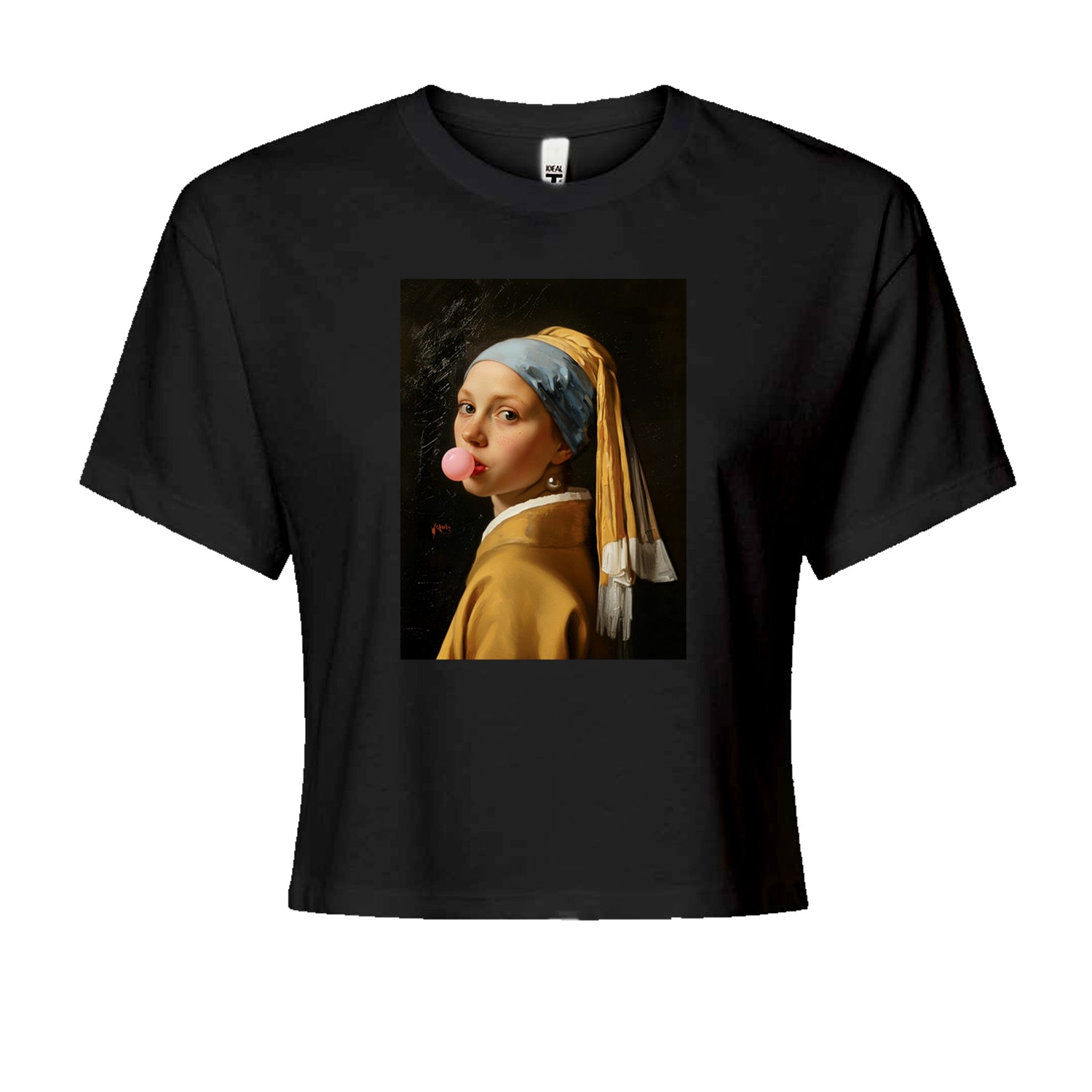 Girl with a Pearl Earring Bubble Gum Contemporary Art Cropped T-Shirt Eternity