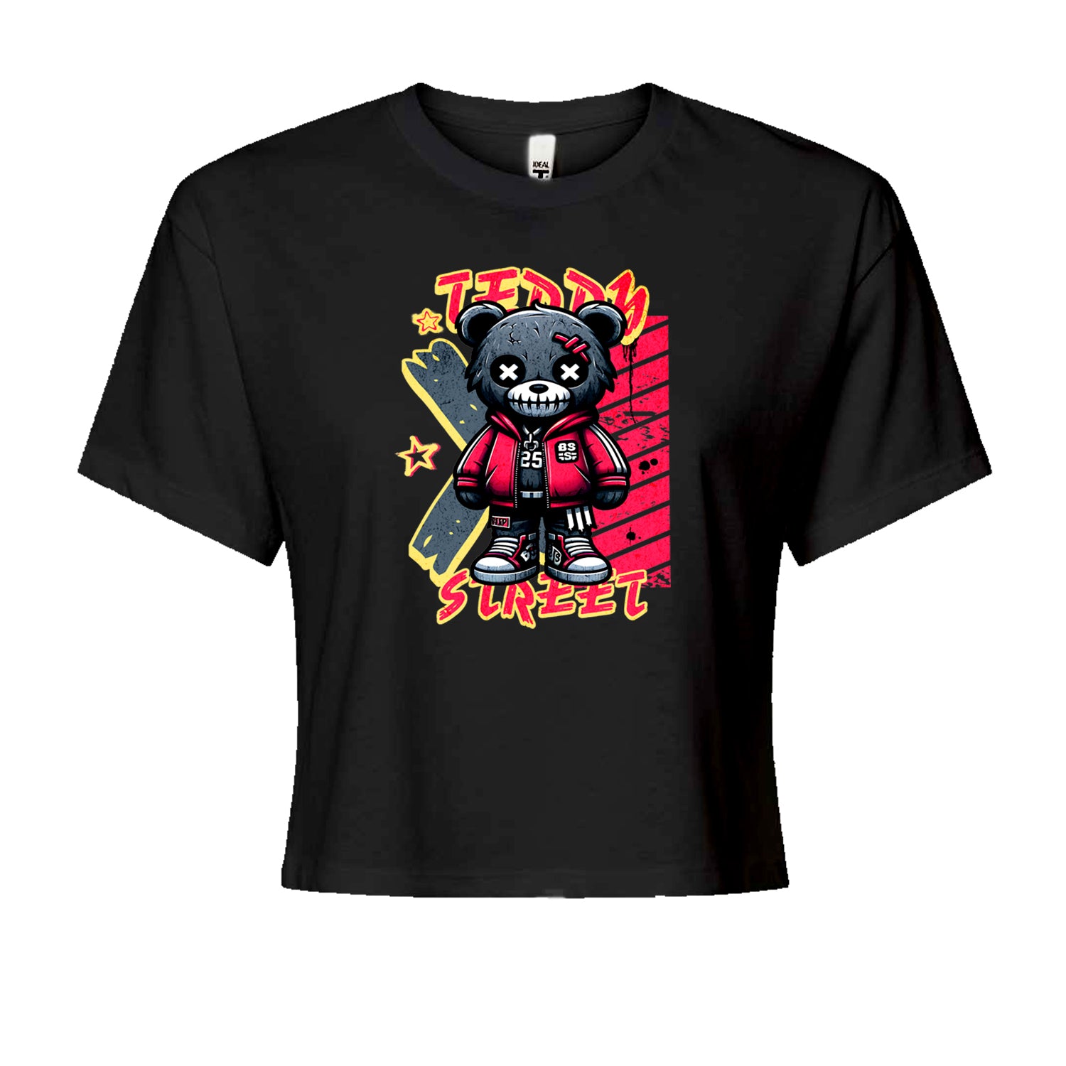 Teddy Attitude Urban Graffiti BearCropped T-Shirt Black
