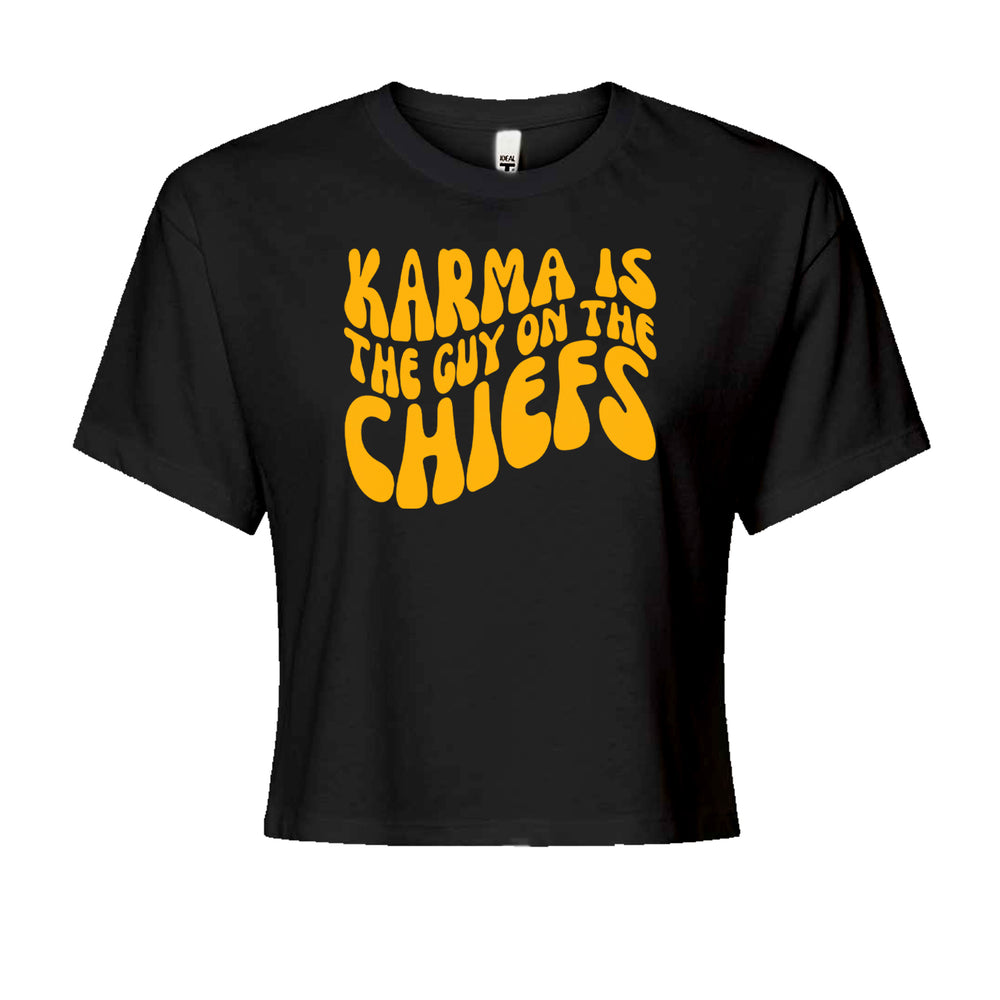 Karma Is The Guy On The Chiefs Boyfriend Cropped T-Shirt Black