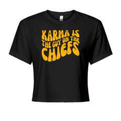 Karma Is The Guy On The Chiefs Boyfriend Cropped T-Shirt Black