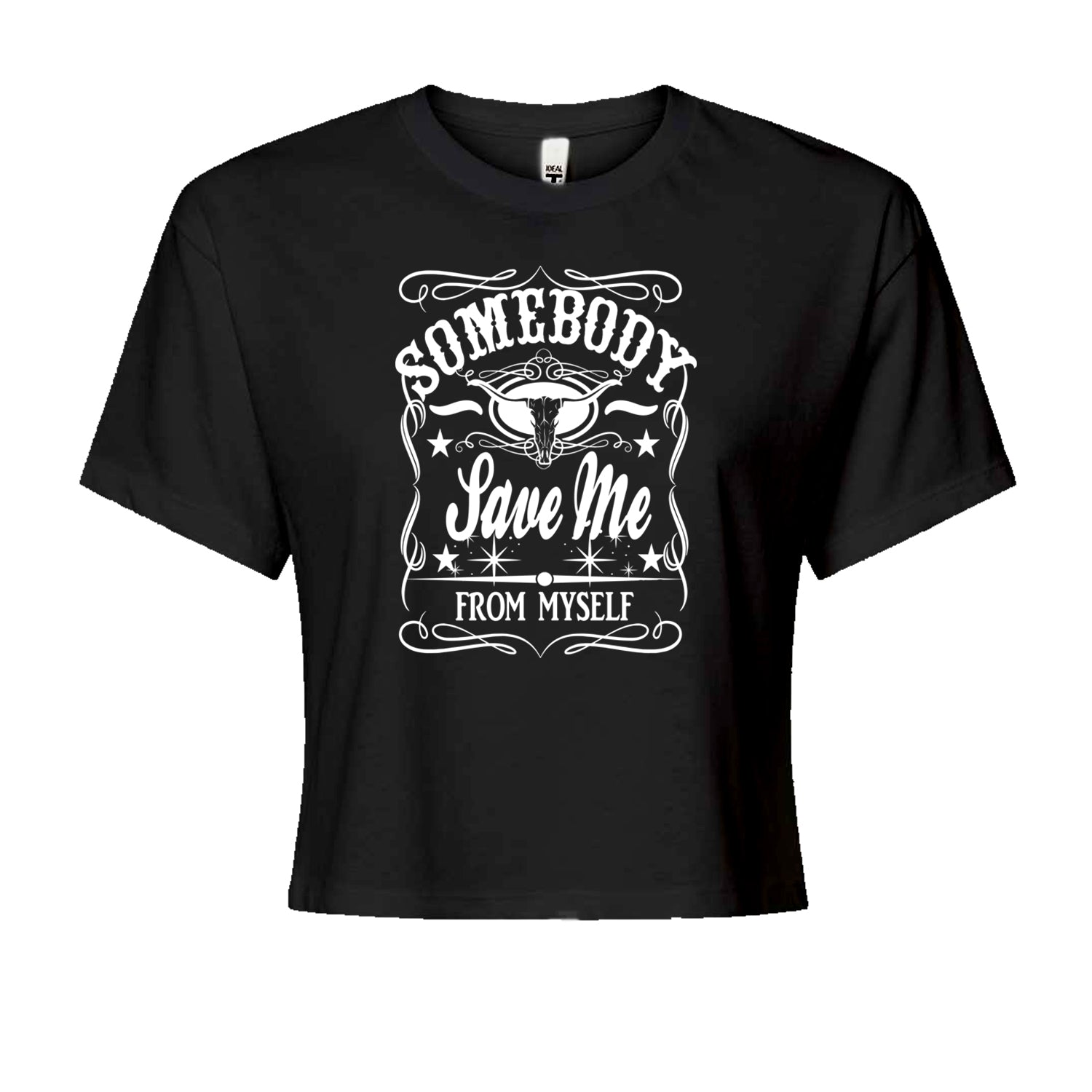 Somebody Save Me From Myself Son Of A Sinner Cropped T-Shirt Black