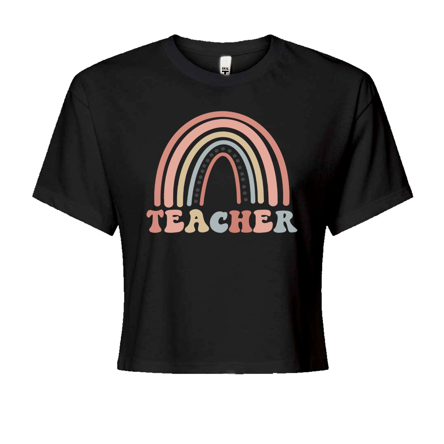 Teacher Pastel RainbowCropped T-Shirt Navy Blue