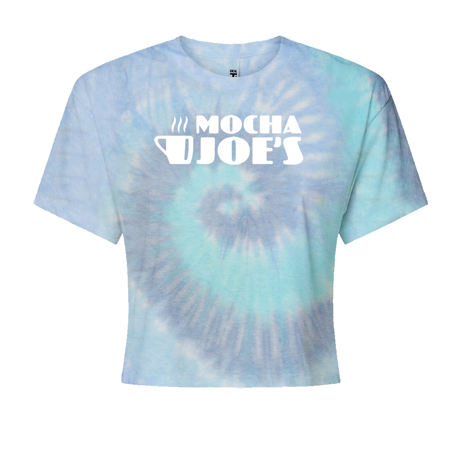 Mocha Joe's Enthusiastic Coffee Cropped T-Shirt Blue Clouds