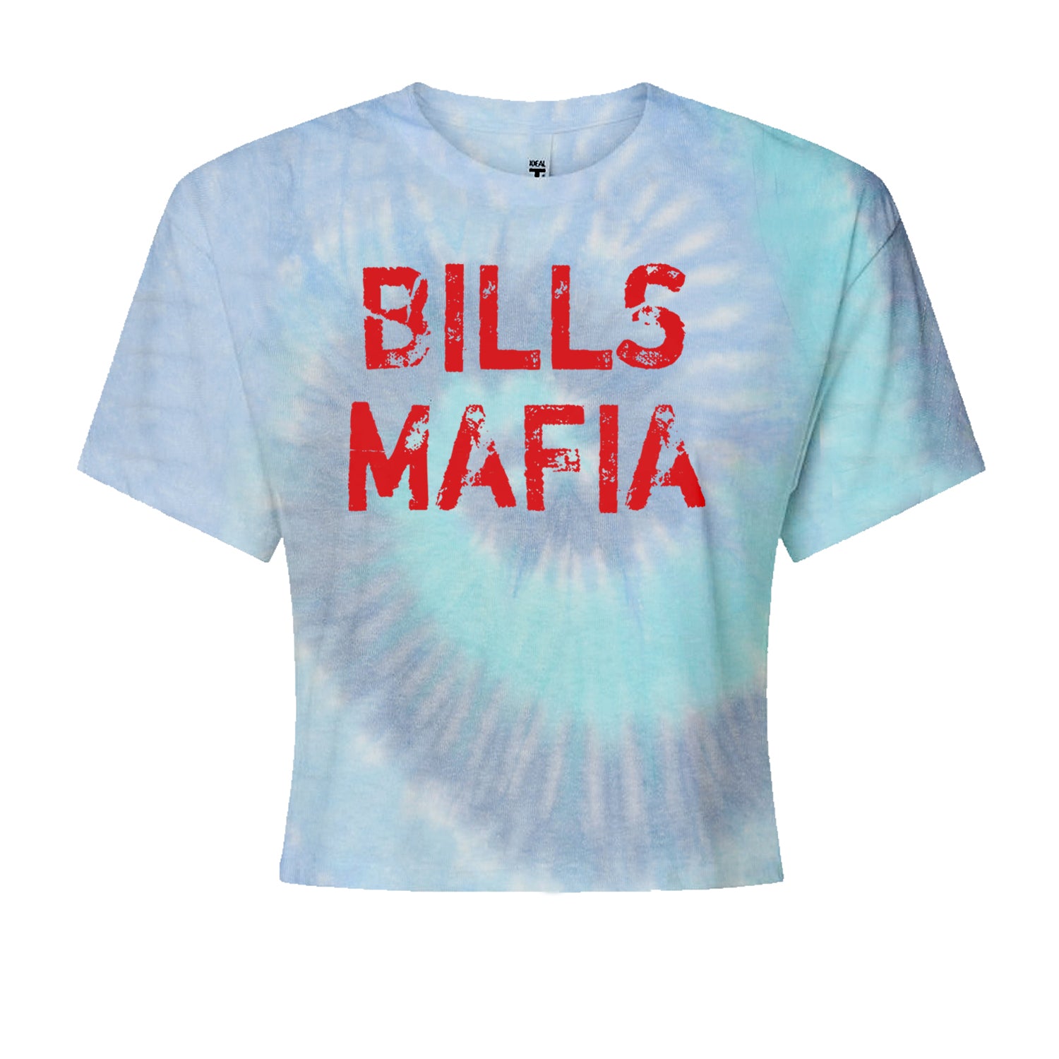 Distressed Bills Mafia Football Cropped T-Shirt Blue Clouds