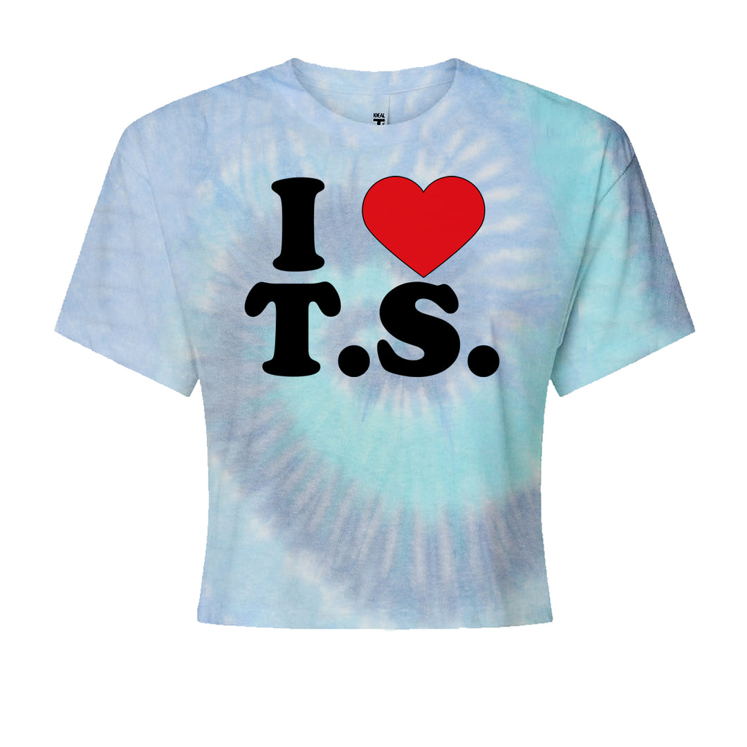 I Heart T.S. Concert Music Lover  Cropped T-Shirt Blue Clouds