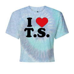 I Heart T.S. Concert Music Lover  Cropped T-Shirt Blue Clouds
