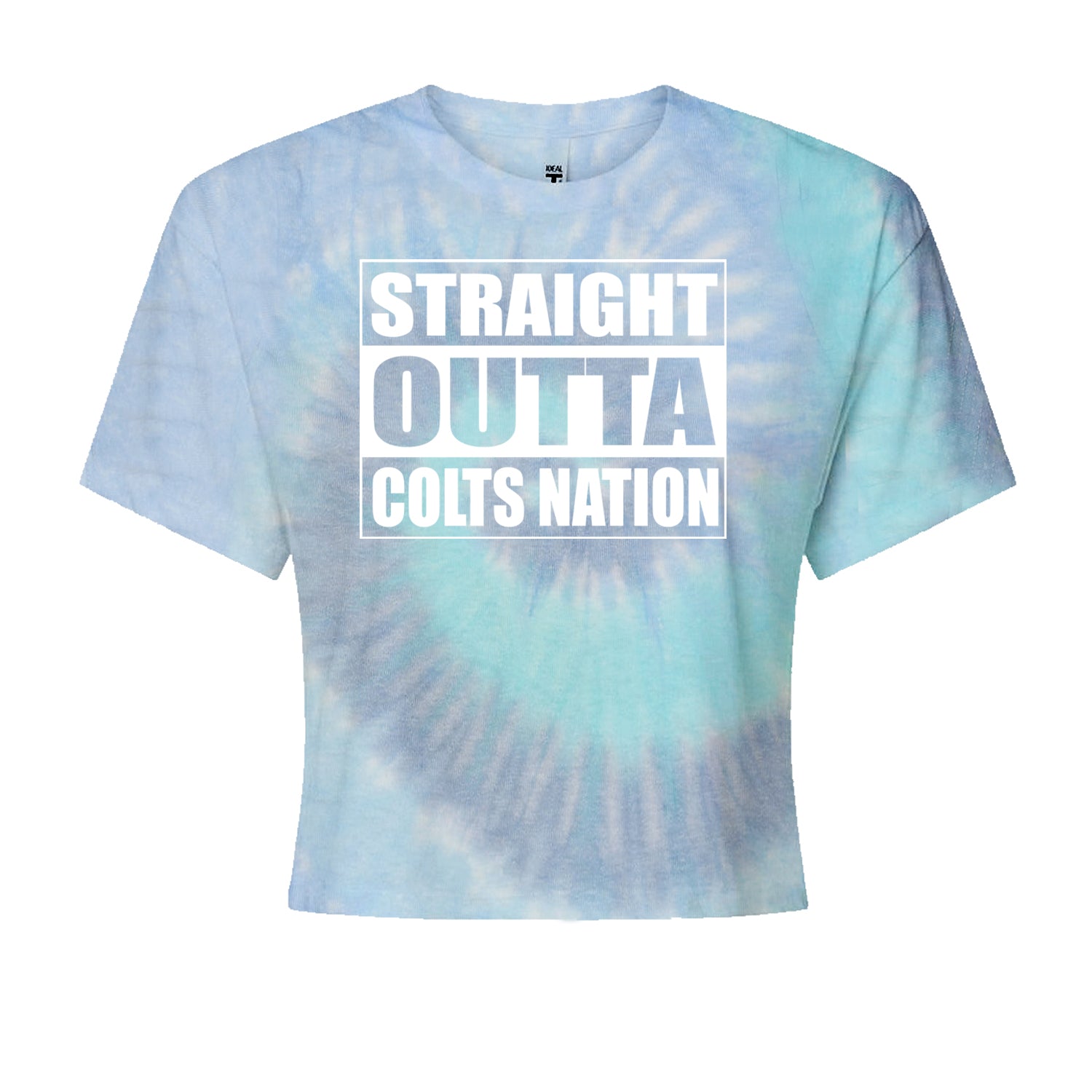 Straight Outta Colts Nation Football  Cropped T-Shirt Blue Clouds