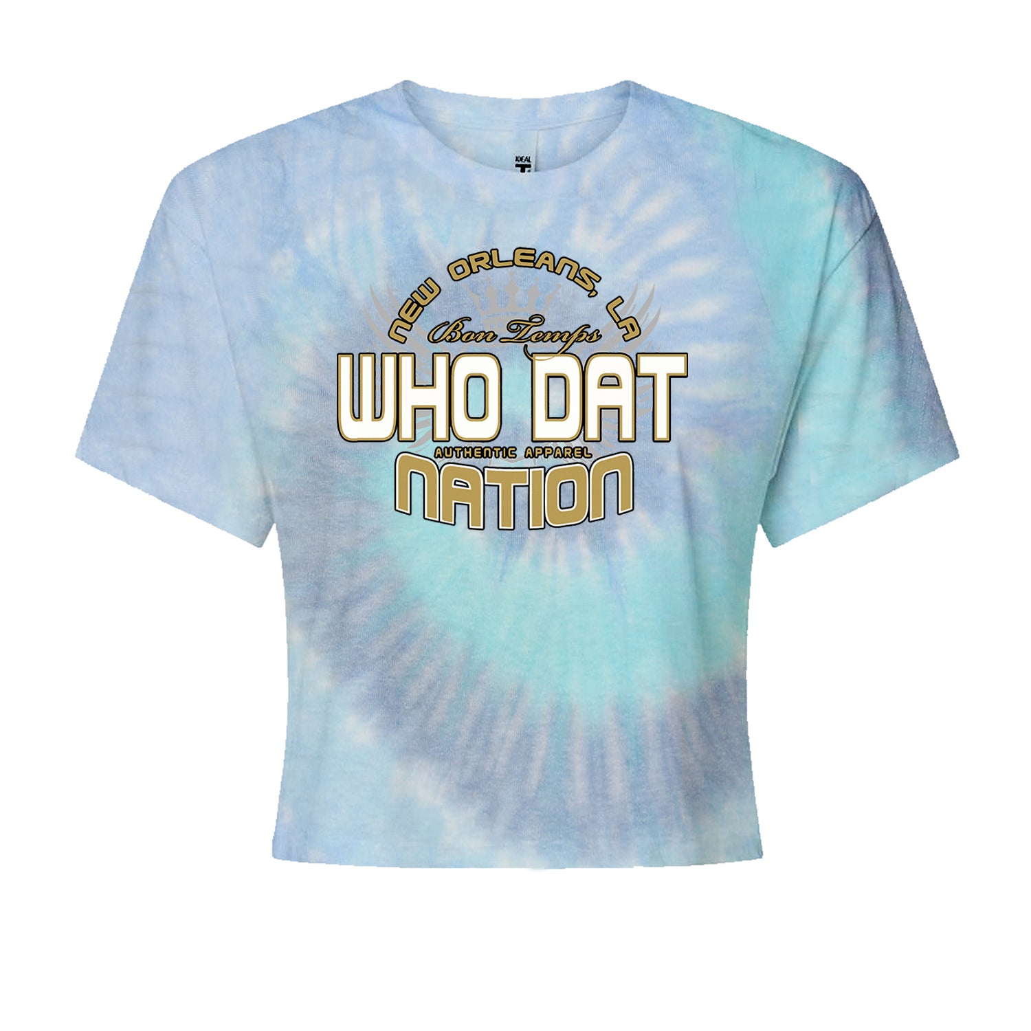 Who Dat Nation New Orleans (Color) Cropped T-Shirt Blue Clouds