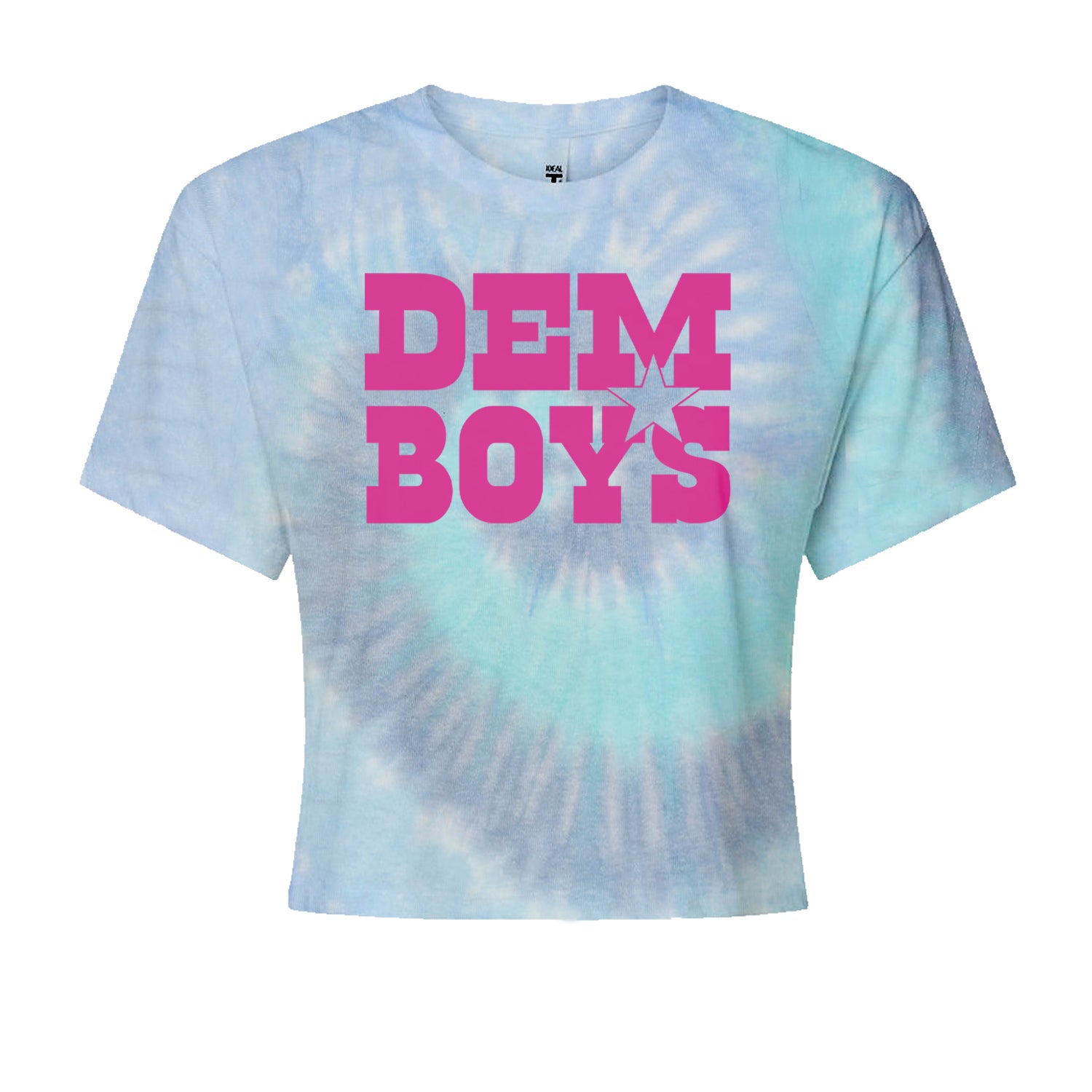 Dem Boys Hot Pink Dallas  Cropped T-Shirt Blue Clouds