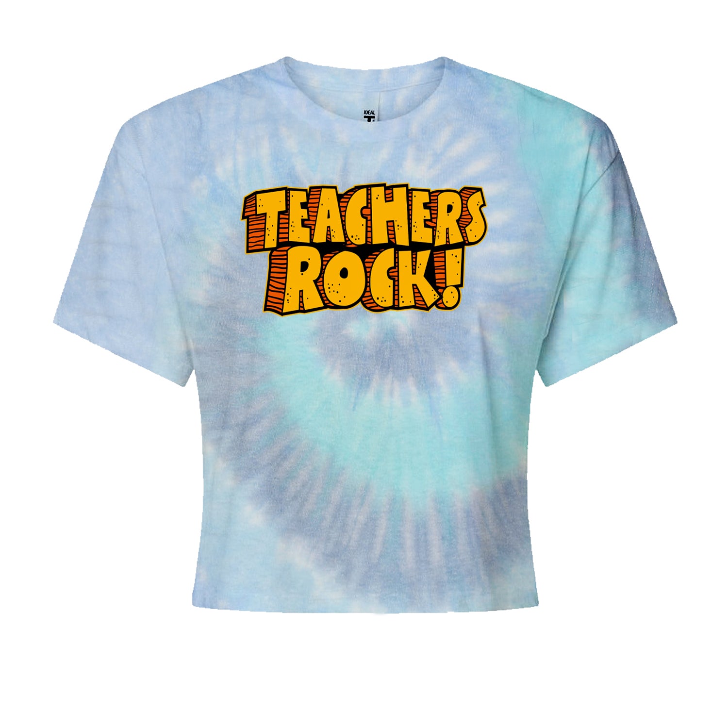 Teachers Rock RetroCropped T-Shirt Blue Clouds