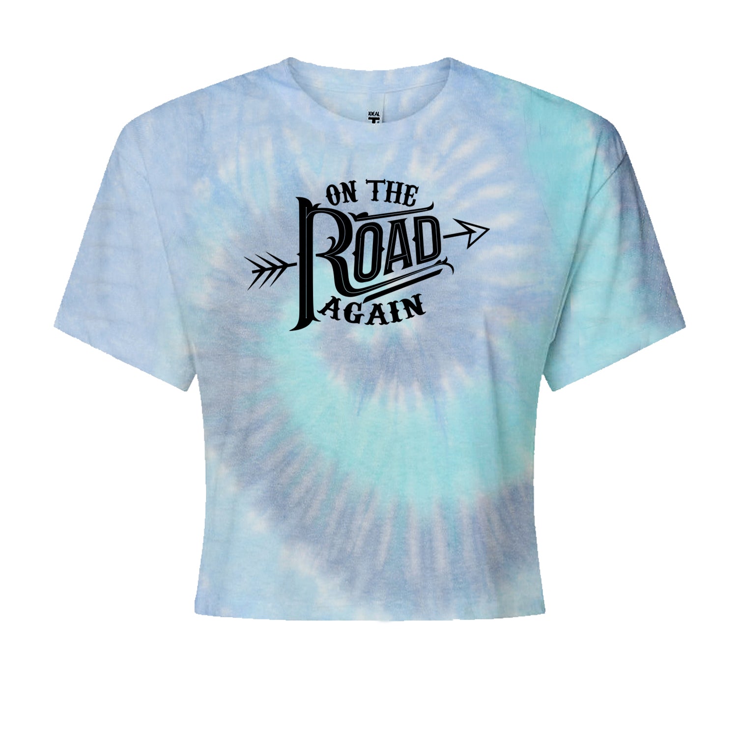 On The Road Again Hippy Country Music Cropped T-Shirt Blue Clouds