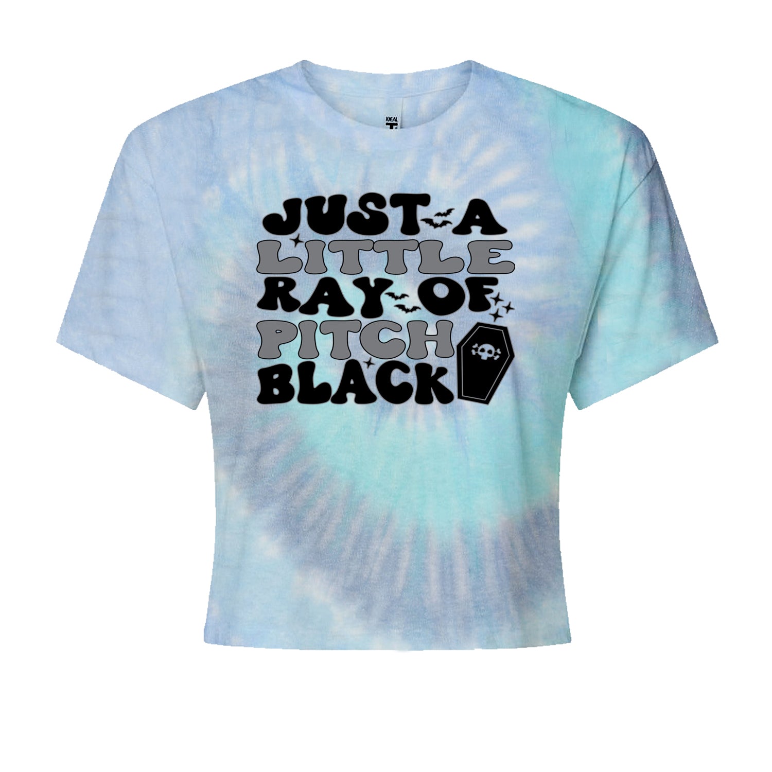 Just A Little Ray of Pitch Black Cropped T-Shirt Blue Clouds