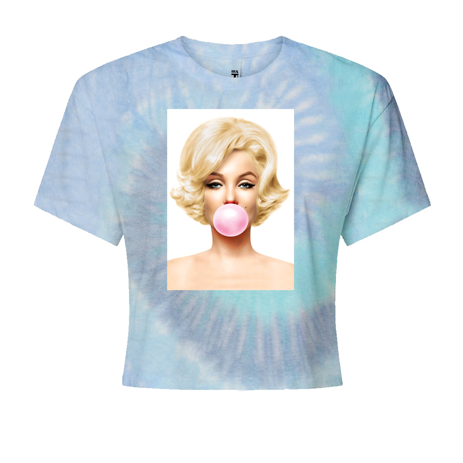 Ms. Monroe Pink Bubble Gum American Icon Cropped T-Shirt Blue Clouds