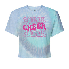 Cheer Cheer Cheer Cropped T-Shirt Blue Clouds