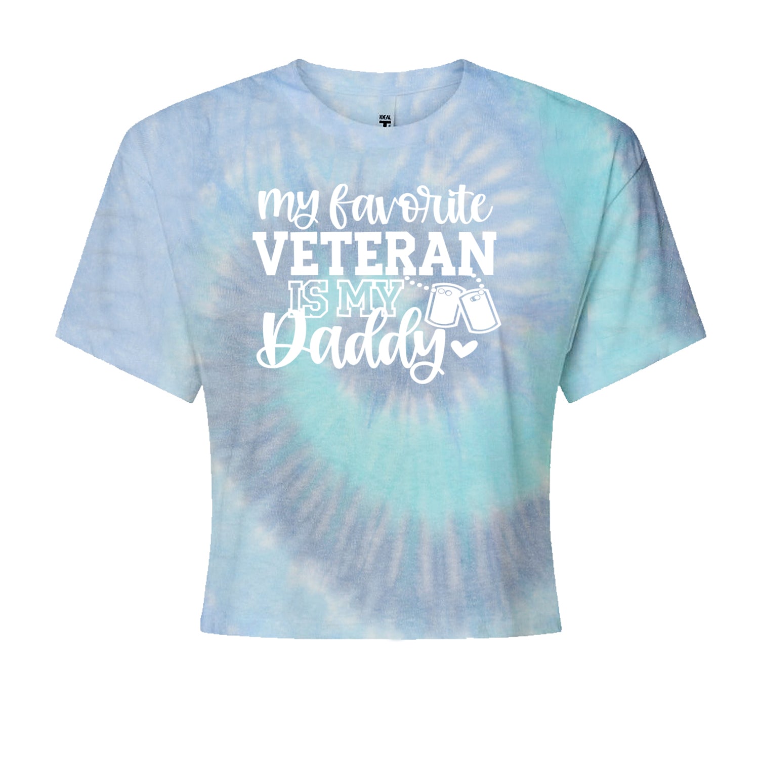 My Favorite Veteran Is My Daddy Cropped T-Shirt Blue Clouds