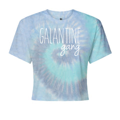 Galentine Gang Valentine's Shirt graphic on Women's Boxy Crop T-Shirt in Blue Clouds