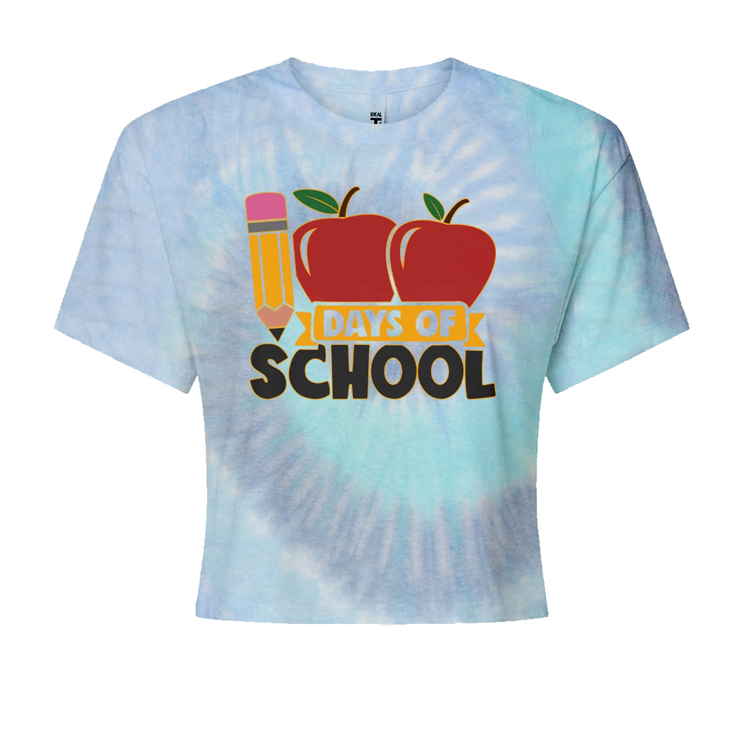 100 Days Of School Apple PencilCropped T-Shirt Blue Clouds