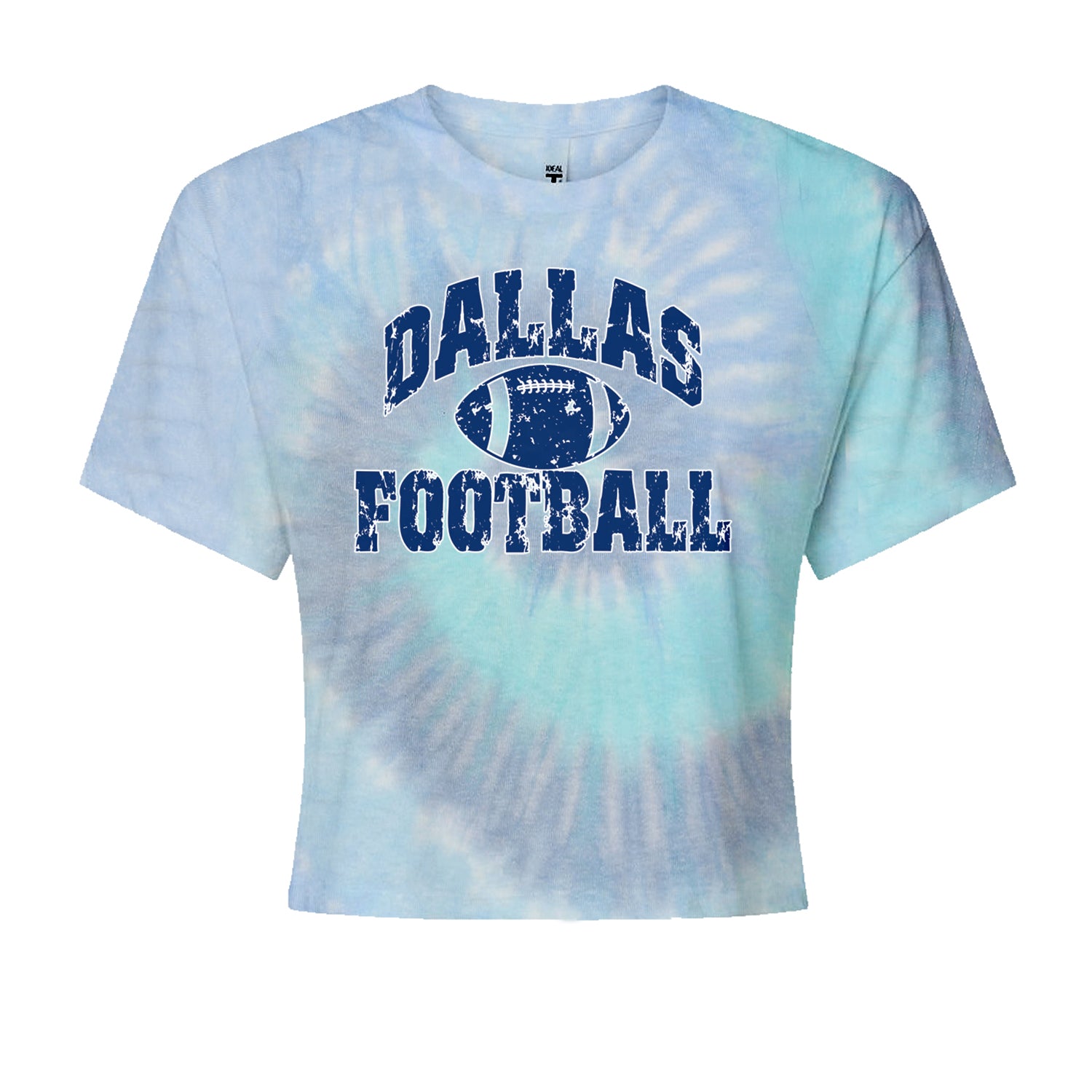 Dallas Distressed Football Cropped T-Shirt Blue Clouds