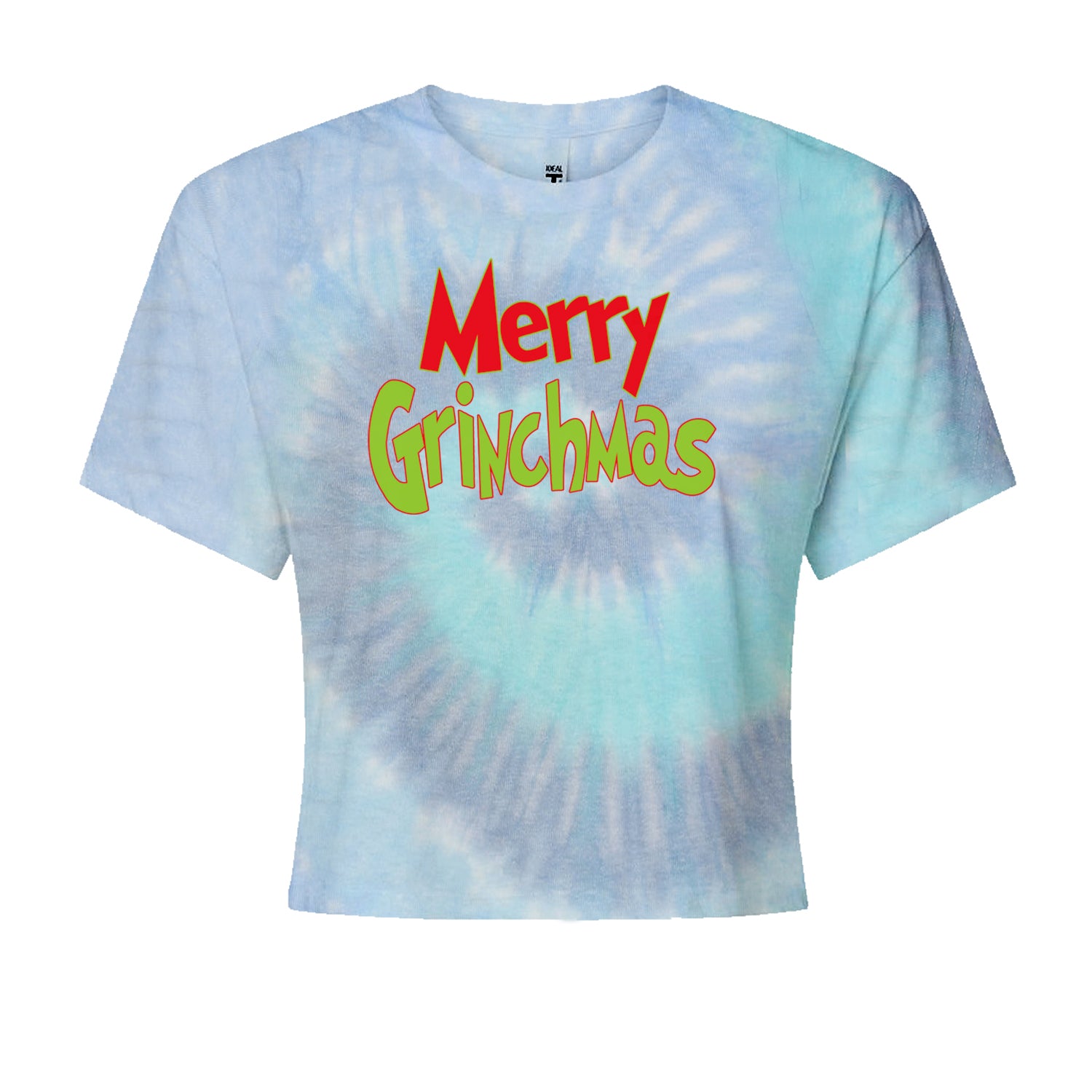 Merry Grinchmas Jolly Merry ChristmasCropped T-Shirt Blue Clouds