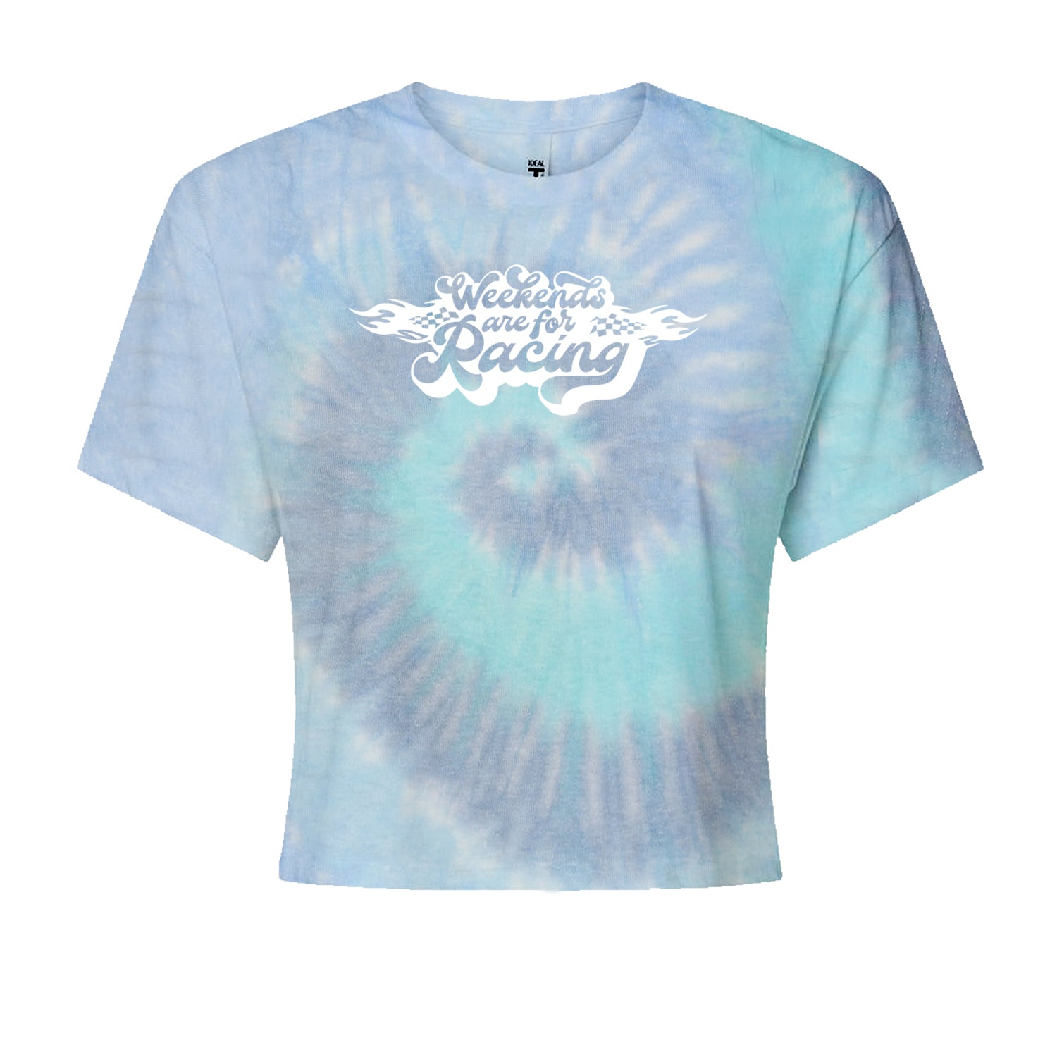 Weekends Are For Racing Cropped T-Shirt Blue Clouds