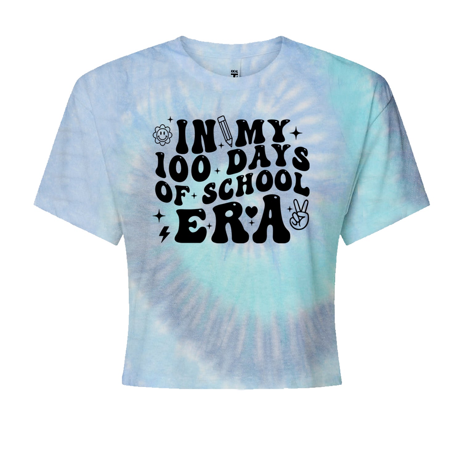 In My 100 Days Of School Era Cropped T-Shirt Blue Clouds