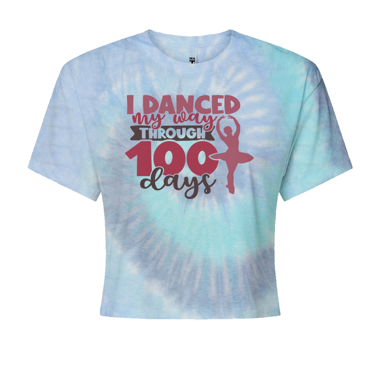 I Danced My Way Through 100 Days Of SchoolCropped T-Shirt Blue Clouds