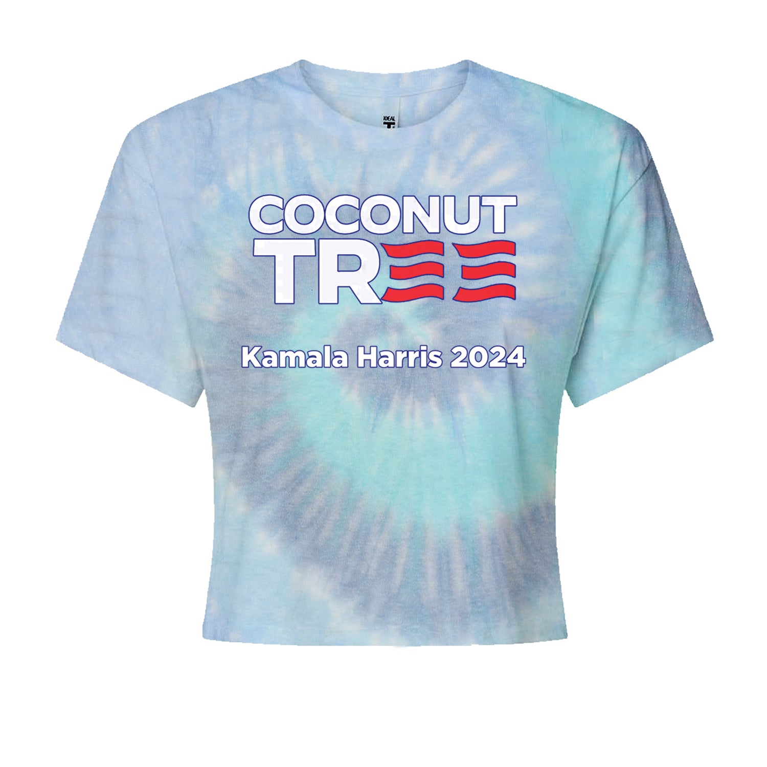 Coconut Tree - Support Kamala Harris For President 2024 Cropped T-Shirt Blue Clouds