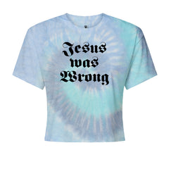 Jesus Was Wrong Little Miss Sunshine Cropped T-Shirt Blue Clouds
