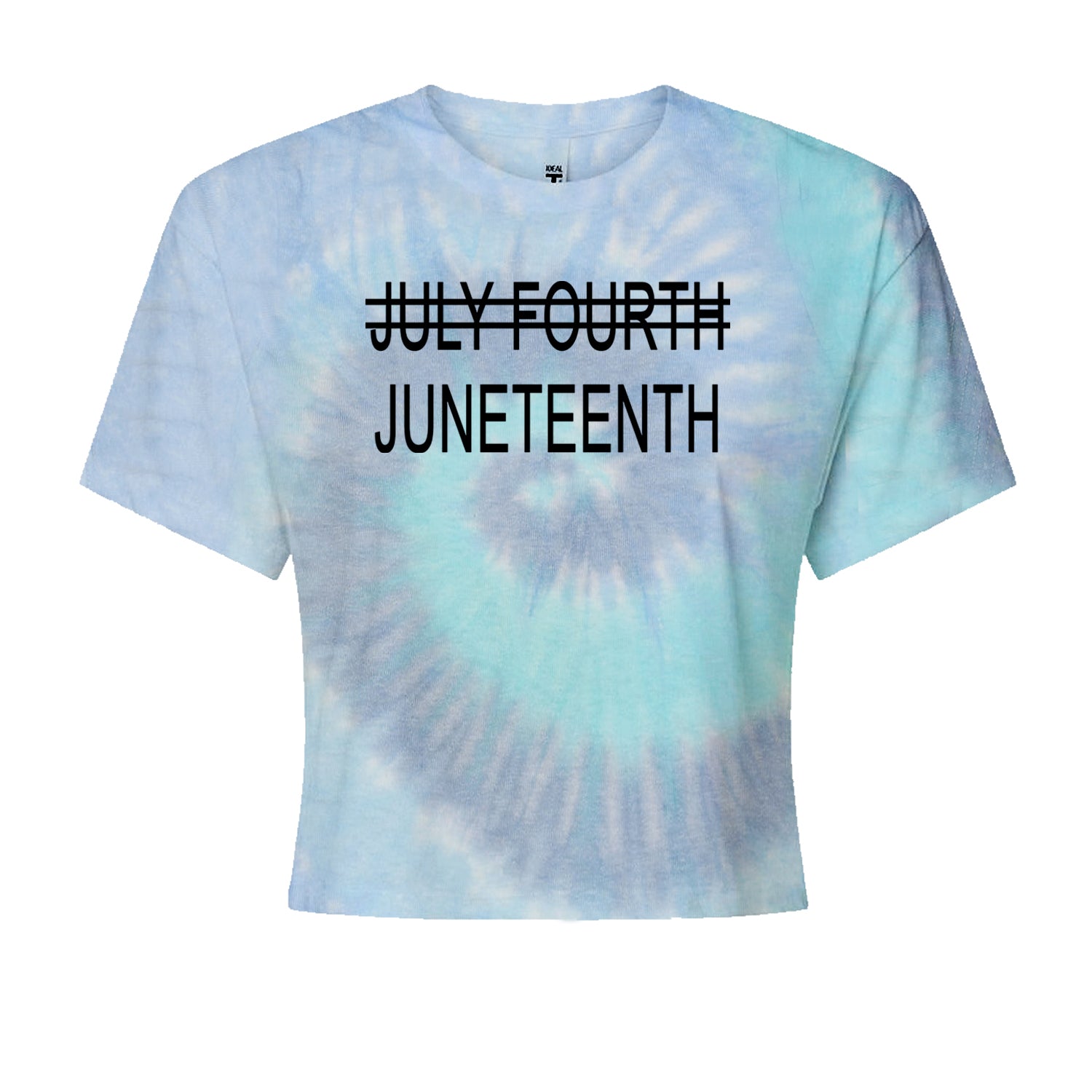 Juneteenth (July Fourth Crossed Out) Jubilee Cropped T-Shirt Blue Clouds